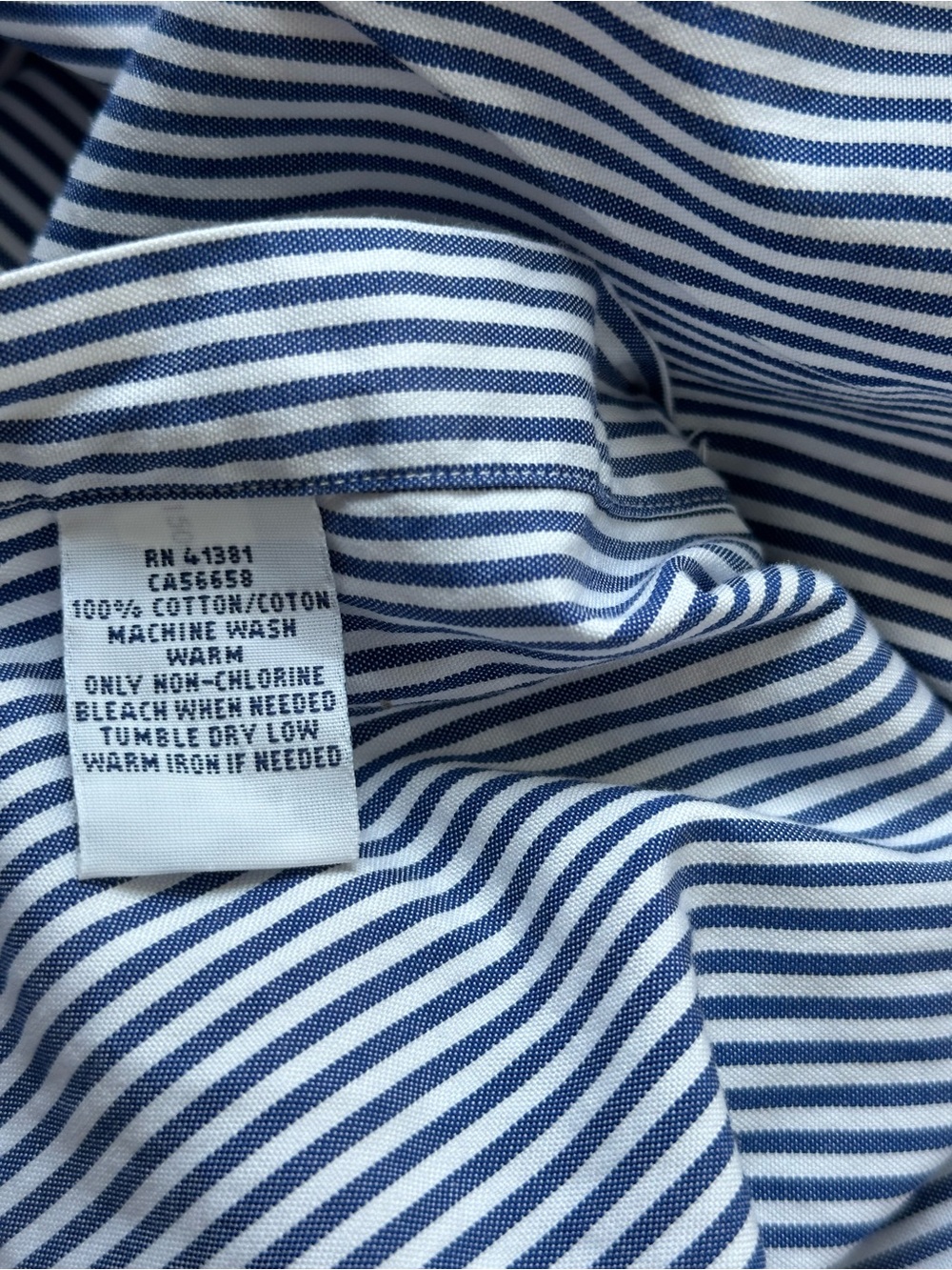 Ralph Lauren White and Blue Vertical Stripe Cotton Button-Down Shirt - Picture 6 of 6